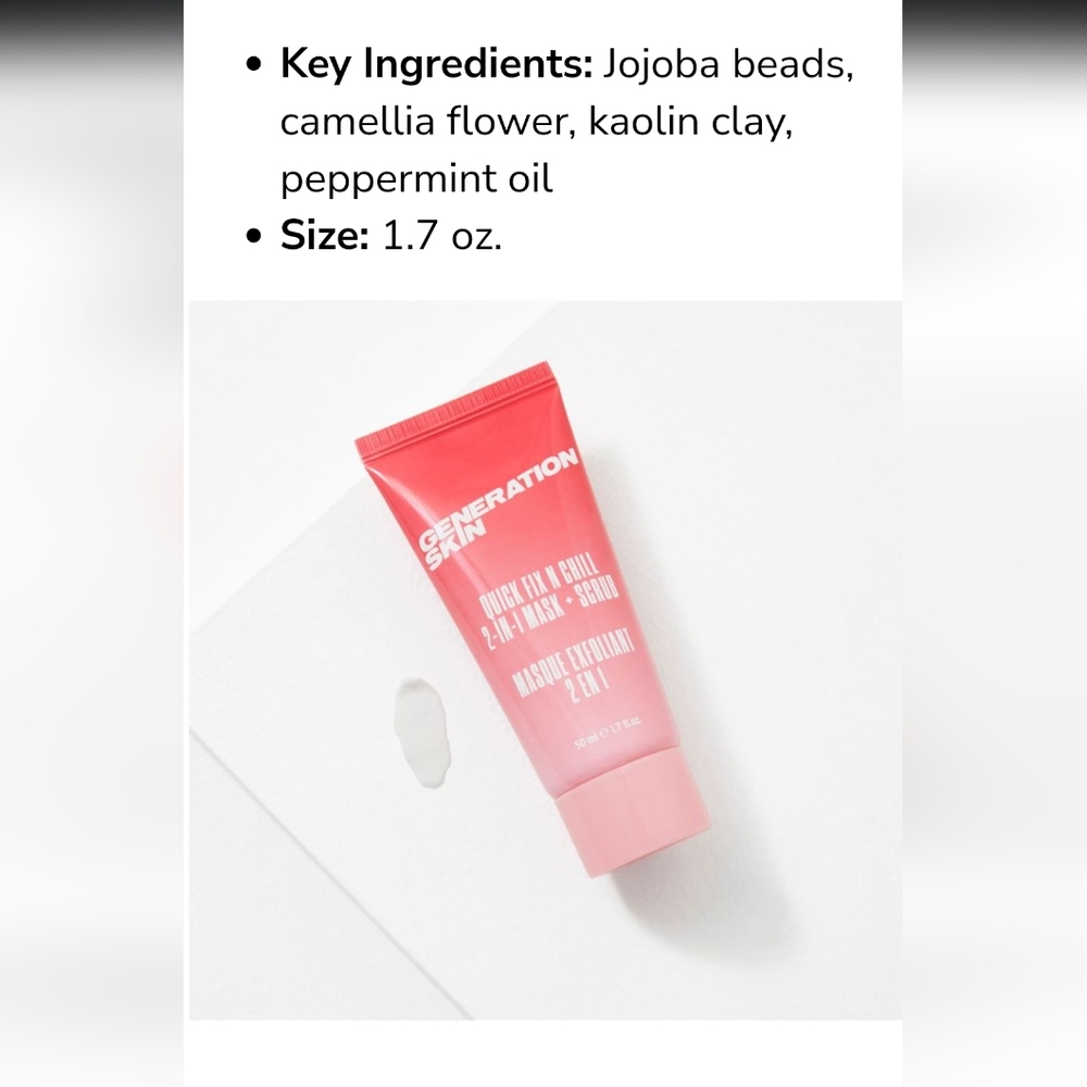 Generation Skin Quick Fix N Chill Mask and Scrub.  NEW